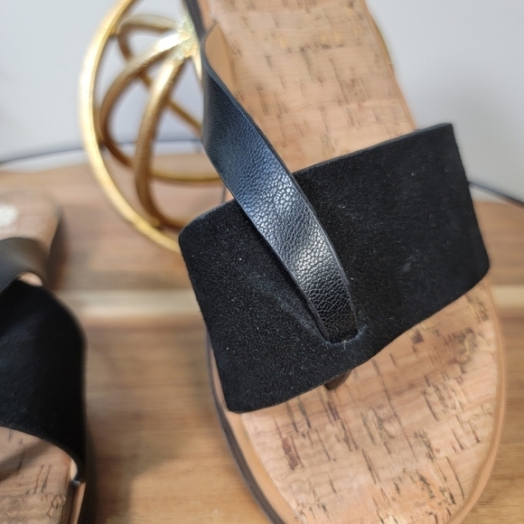 Yellow Box Barann Black Suede and Leather Strap Sandals Size 8 - Picture 4 of 16